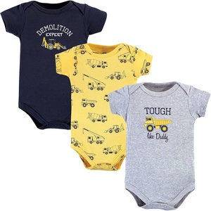 image:imageHudson Baby Unisex Baby Cotton Bodysuits Construction 3Pack 03 Months