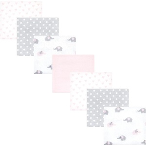 image:imageHudson Baby Unisex Baby Cotton Flannel Receiving Blankets Bundle Rocket Ship One SizePink Gray Elephant