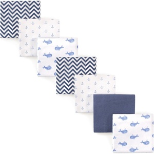 image:imageHudson Baby Unisex Baby Cotton Flannel Receiving Blankets Bundle Mustache Hat One SizeBlue Whale