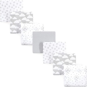 image:imageHudson Baby Unisex Baby Cotton Flannel Receiving Blankets Bundle Mustache Hat One SizeGray Clouds
