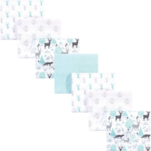 image:imageHudson Baby Unisex Baby Cotton Flannel Receiving Blankets Bundle Mustache Hat One SizeLinocut Woodland Neutral