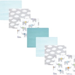 image:imageHudson Baby Unisex Baby Cotton Flannel Receiving Blankets Bundle Mustache Hat One SizeTeal Elephant