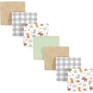 image:imageHudson Baby Unisex Baby Cotton Flannel Receiving Blankets Bundle Mustache Hat One SizeWoodland