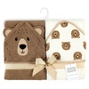 image:imageHudson Baby Unisex Baby Cotton Animal Face Hooded Towel Cow One SizeBrown Bear 2pack
