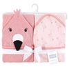 image:imageHudson Baby Unisex Baby Cotton Animal Face Hooded Towel Cow One SizePink Flamingo