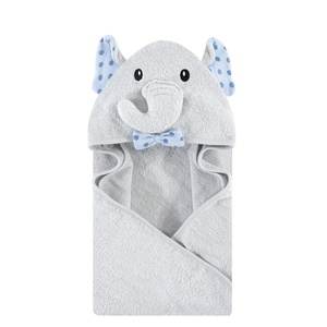 image:imageHudson Baby Unisex Baby Cotton Animal Face Hooded Towel Cow One SizeBlue Dots Gray Elephant