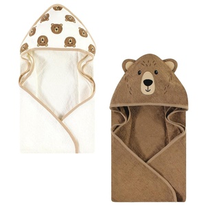 image:imageHudson Baby Unisex Baby Cotton Animal Face Hooded Towel Cow One SizeBrown Bear 2pack