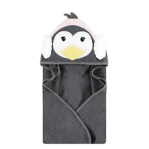 image:imageHudson Baby Unisex Baby Cotton Animal Face Hooded Towel Cow One SizeEarmuff Penguin