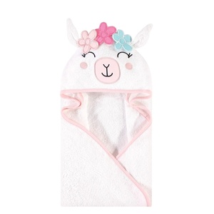 image:imageHudson Baby Unisex Baby Cotton Animal Face Hooded Towel Cow One SizeFlower Llama