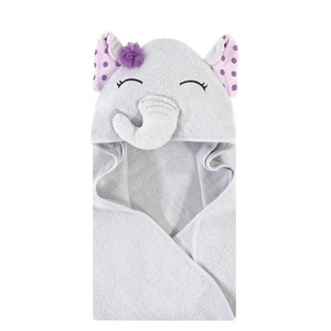 image:imageHudson Baby Unisex Baby Cotton Animal Face Hooded Towel Cow One SizePurple Dots Pretty Elephant