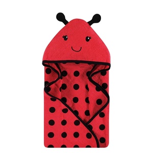 image:imageHudson Baby Unisex Baby Cotton Animal Face Hooded Towel Cow One SizeRed Ladybug