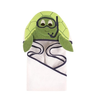 image:imageHudson Baby Unisex Baby Cotton Animal Face Hooded Towel Cow One SizeScuba Turtle