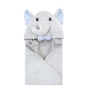 image:imageHudson Baby Unisex Baby Cotton Animal Face Hooded Towel Cow One SizeWhite Dots Gray Elephant