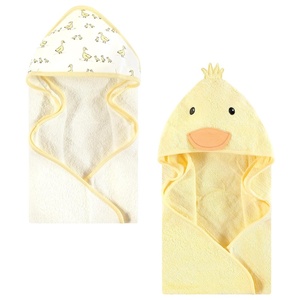 image:imageHudson Baby Unisex Baby Cotton Animal Face Hooded Towel Cow One SizeYellow Duck