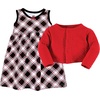 image:imageHudson Baby Girls Quilted Cardigan and DressBlack Red Plaid