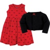 image:imageHudson Baby Girls Quilted Cardigan and DressRed Black Bows