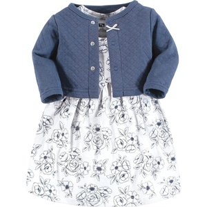 image:imageHudson Baby Girls Quilted Cardigan and DressBlue Toile