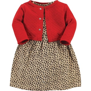 image:imageHudson Baby Girls Quilted Cardigan and DressLeopard Red