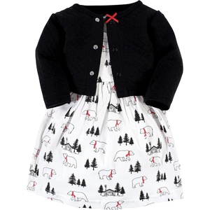 image:imageHudson Baby Girls Quilted Cardigan and DressWinter Bear