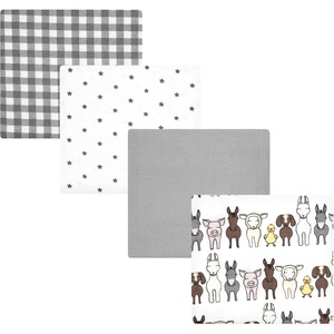image:imageHudson Baby Unisex Baby Cotton Poly Flannel Receiving Blankets Cowboy One SizeFarm Friends Grey