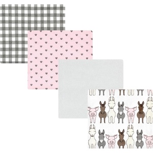 image:imageHudson Baby Unisex Baby Cotton Poly Flannel Receiving Blankets Cowboy One SizeFarm Friends Pink