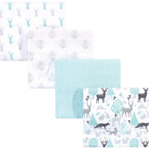 image:imageHudson Baby Unisex Baby Cotton Poly Flannel Receiving Blankets Cowboy One SizeLinocut Woodland