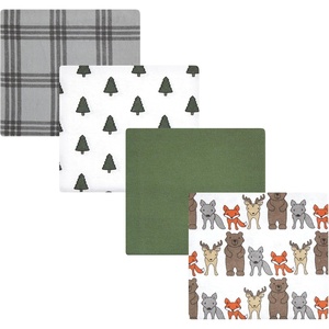 image:imageHudson Baby Unisex Baby Cotton Poly Flannel Receiving Blankets Cowboy One SizeWild Forest