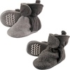 image:imageHudson Baby Cozy Fleece Booties with Non Skid Bottom 2 Pack Charcoal 3T