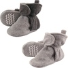 image:imageHudson Baby Cozy Fleece Booties with Non Skid Bottom 2 Pack Light and DarkGray 1824 Months