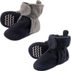 image:imageHudson Baby Cozy Fleece Booties with Non Skid Bottom 2 Pack NavyGray 06 Months