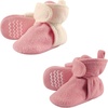 image:imageHudson Baby Cozy Fleece Booties with Non Skid Bottom 2 Pack Pink Cream 612 Months