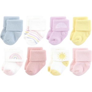 image:imageHudson Baby Baby 8pack Cotton Rich Newborn and Terry SocksPastel Sun and Rainbow
