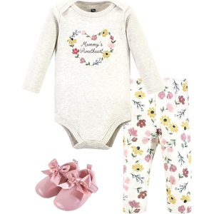 image:imageHudson Baby Unisex Baby Cotton Bodysuit Pant and Shoe Set Soft Painted Floral 36 Months