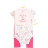 image:imageHudson Baby Unisex Baby Cotton Bodysuit Pant and Bib SetBright Pink Flower Familia