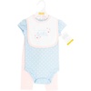 image:imageHudson Baby Unisex Baby Cotton Bodysuit Pant and Bib SetPink Blue Flower