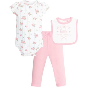 image:imageHudson Baby Unisex Baby Cotton Bodysuit Pant and Bib SetDaddys Sweetheart Floral