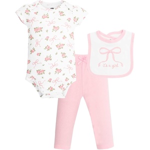image:imageHudson Baby Unisex Baby Cotton Bodysuit Pant and Bib SetIts a Girl Bow