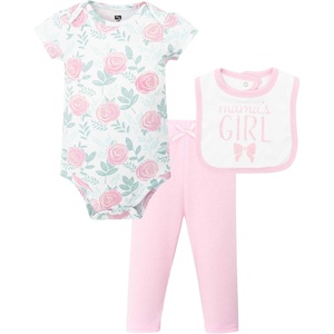 image:imageHudson Baby Unisex Baby Cotton Bodysuit Pant and Bib SetMamas Girl Bow