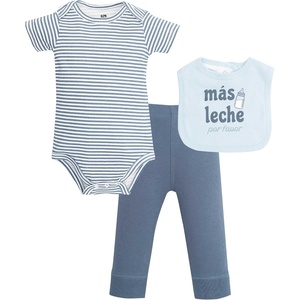 image:imageHudson Baby Unisex Baby Cotton Bodysuit Pant and Bib SetMas Leche