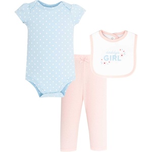 image:imageHudson Baby Unisex Baby Cotton Bodysuit Pant and Bib SetPink Blue Flower