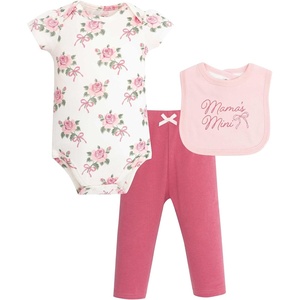 image:imageHudson Baby Unisex Baby Cotton Bodysuit Pant and Bib SetRoses and Bows Mini