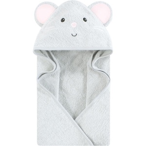 image:imageHudson Baby Unisex Baby Cotton Poly Animal Face Hooded TowelGray Mouse