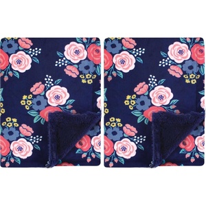 image:imageHudson Baby Infant Girl Plush Blanket with Furry Binding and Back Fairytale Princess One SizeAzul Marino Bold Floral