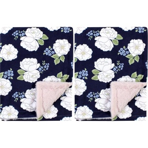 image:imageHudson Baby Infant Girl Plush Blanket with Furry Binding and Back Fairytale Princess One SizeBlanco White Peonies