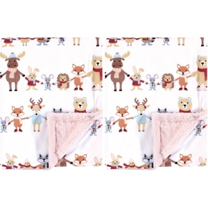 image:imageHudson Baby Infant Girl Plush Blanket with Furry Binding and Back Fairytale Princess One SizeChica Invierno Bosque Amigos