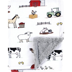 image:imageHudson Baby Infant Girl Plush Blanket with Furry Binding and Back Fairytale Princess One SizeFarm