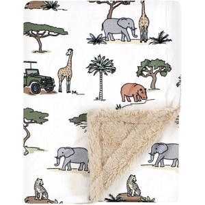 image:imageHudson Baby Infant Girl Plush Blanket with Furry Binding and Back Fairytale Princess One SizeGoing on Safari