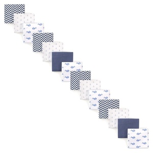 image:imageHudson Baby Unisex Baby Cotton Poly Flannel Receiving Blankets Bundle Set Boy Farm One SizeBlue Whale 14piece