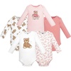 image:imageHudson Baby Infant Girls Cotton LongSleeve Bodysuits 5PackPink Teddy Bear