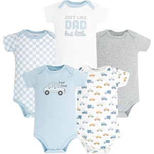 image:imageHudson Baby Infant Boys Cotton Bodysuits 5PackBlue Checker Car